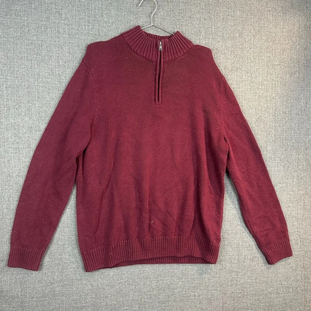 Sonoma Goods For Life XXL Burgundy‎ Knit Half Zip Pullover Sweater